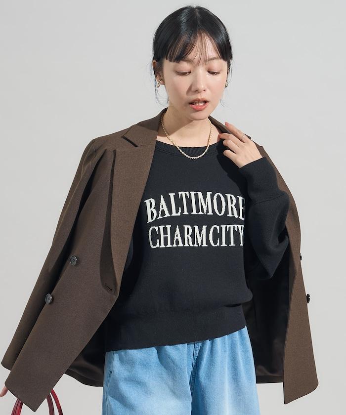 【可機洗】衛衣風格字母針織套頭衫