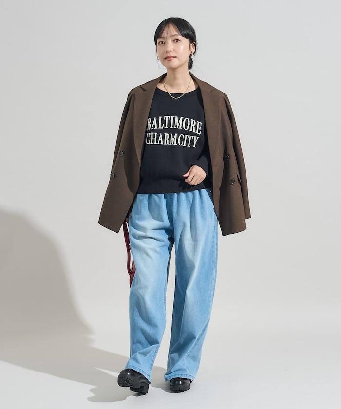 【可機洗】衛衣風格字母針織套頭衫