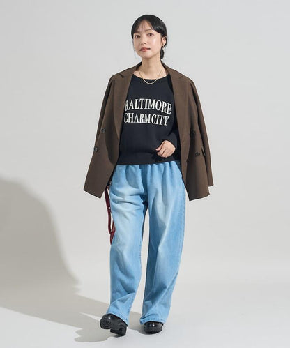 【可機洗】衛衣風格字母針織套頭衫