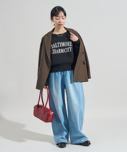 【可機洗】衛衣風格字母針織套頭衫