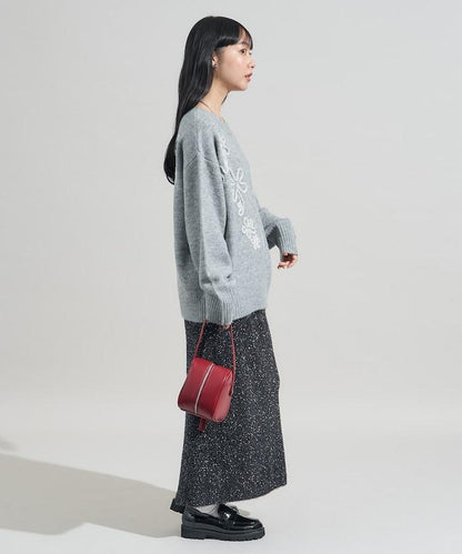 拼色 線繡花紋 針織套頭衫