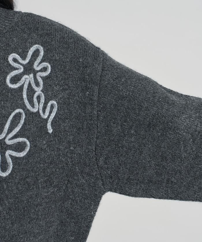 拼色 線繡花紋 針織套頭衫