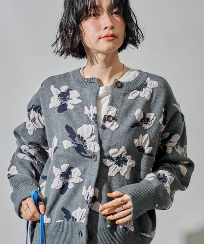 絨圈提花針織開衫