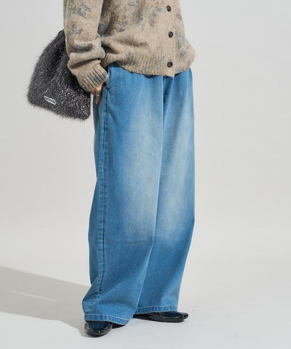 ＜有小個子尺碼＞加絨水洗牛仔休閒褲