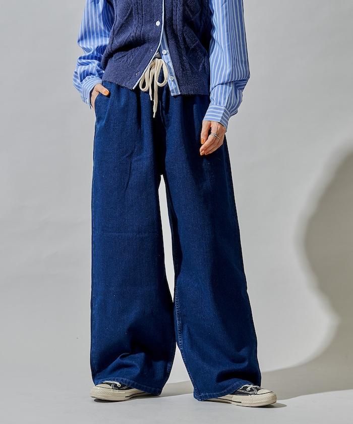 ＜有小個子尺碼＞加絨水洗牛仔休閒褲