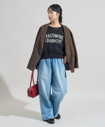 ＜有小個子尺碼＞加絨水洗牛仔休閒褲