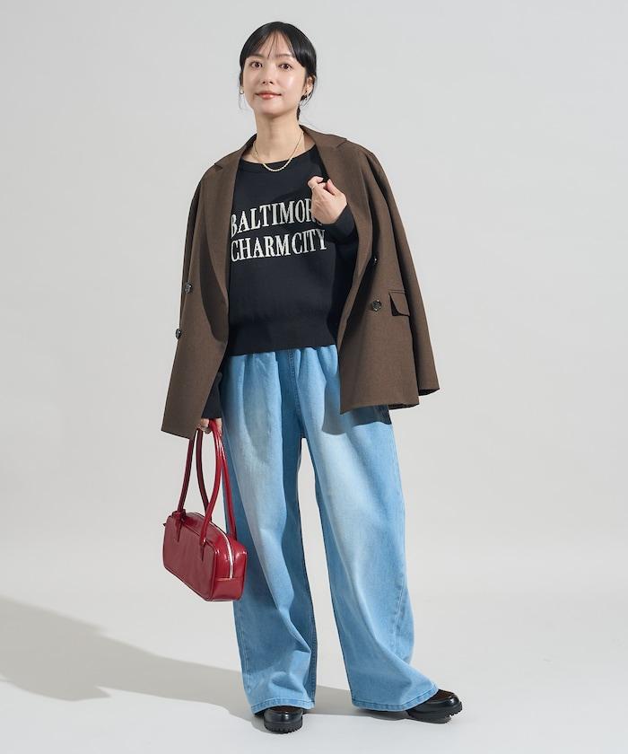 ＜有小個子尺碼＞加絨水洗牛仔休閒褲