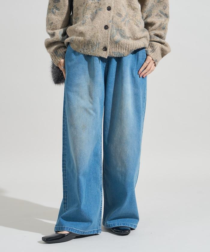 ＜有小個子尺碼＞加絨水洗牛仔休閒褲