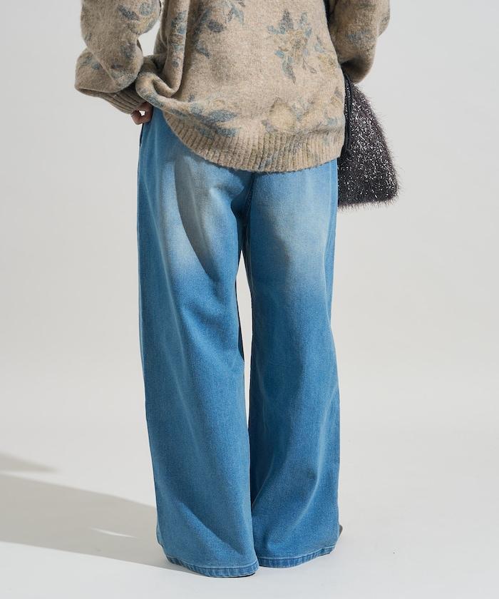 ＜有小個子尺碼＞加絨水洗牛仔休閒褲