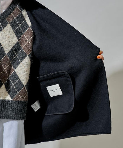 羊毛混紡雙面短外套