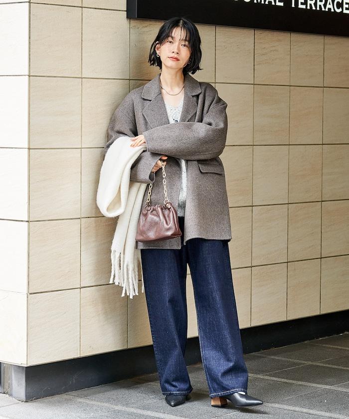 羊毛混紡雙面短外套