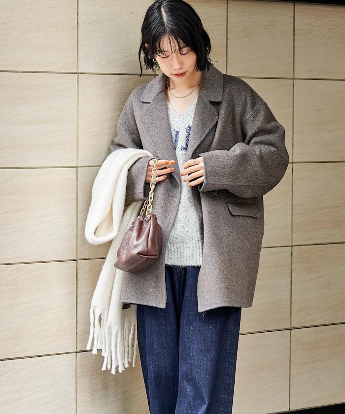 羊毛混紡雙面短外套