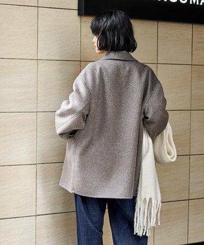 羊毛混紡雙面短外套