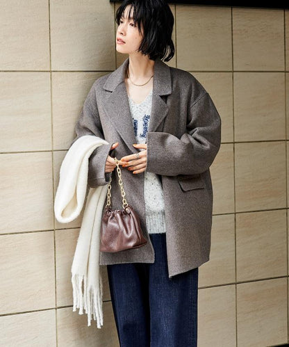 羊毛混紡雙面短外套