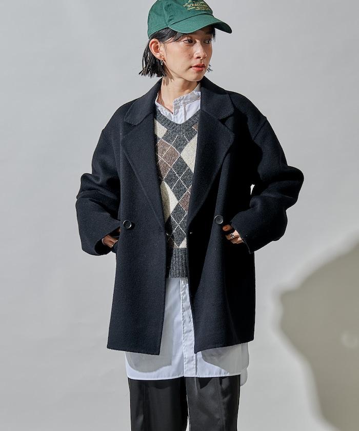 羊毛混紡雙面短外套