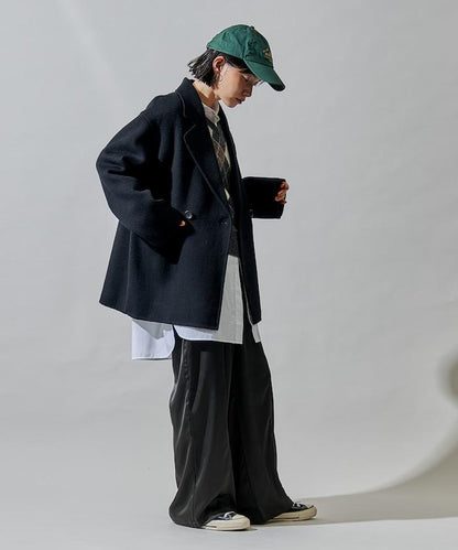 羊毛混紡雙面短外套