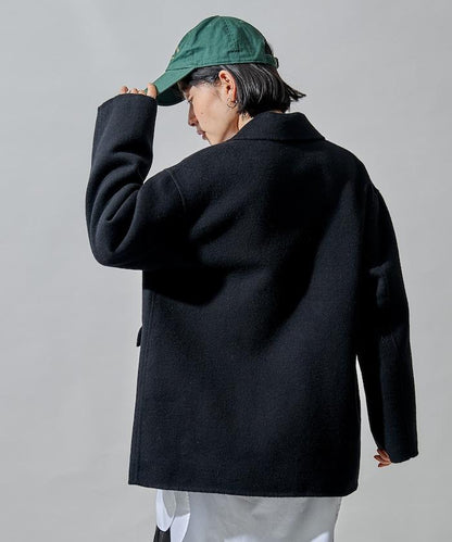 羊毛混紡雙面短外套