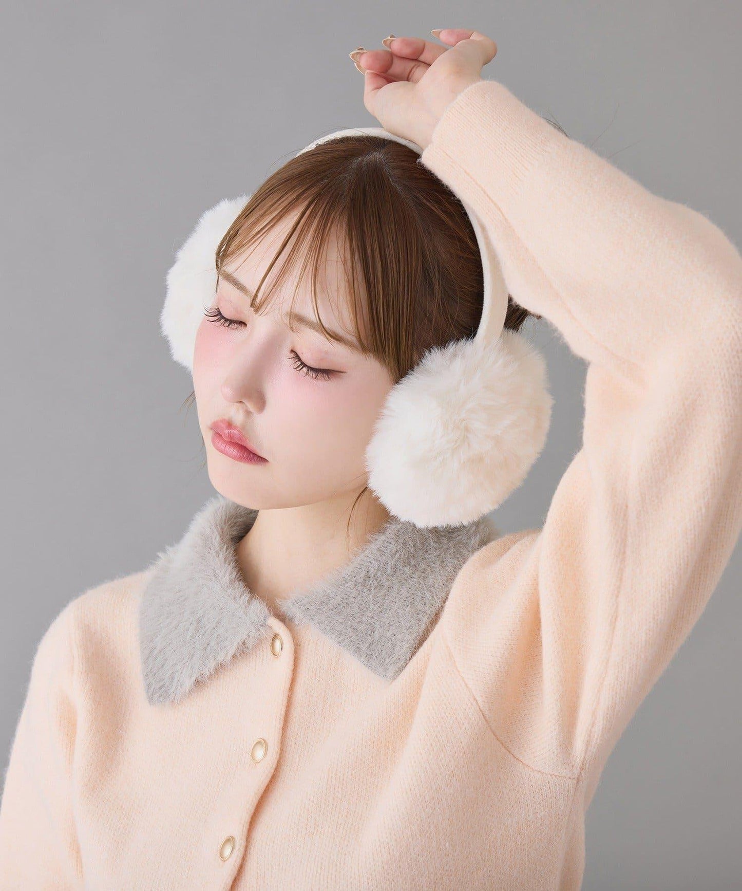 拼色毛邊領針織衫