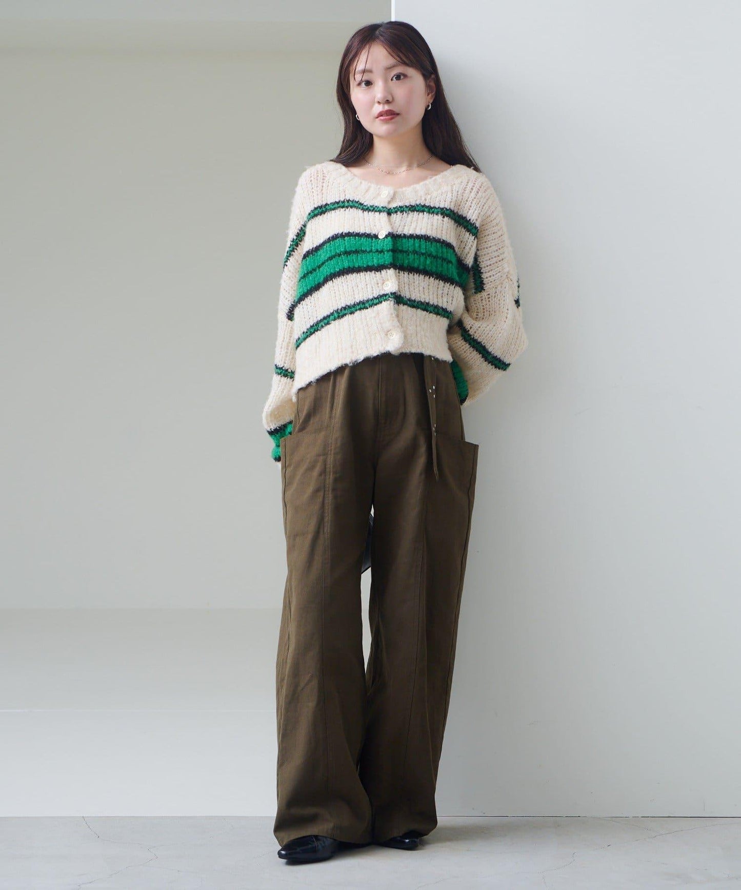 【Kastane】條紋仿馬海毛針織衫