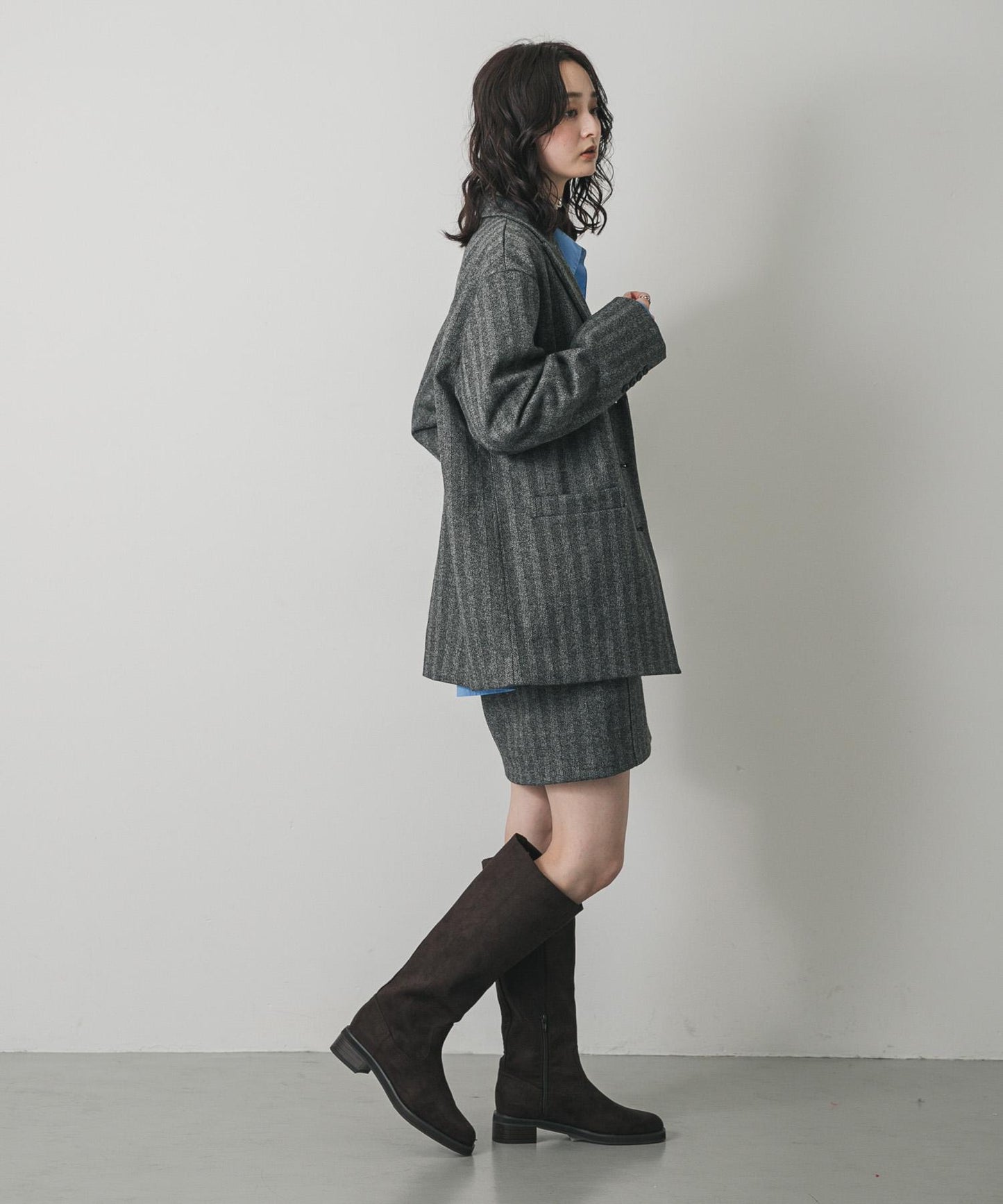 針織羊毛混紡西裝外套