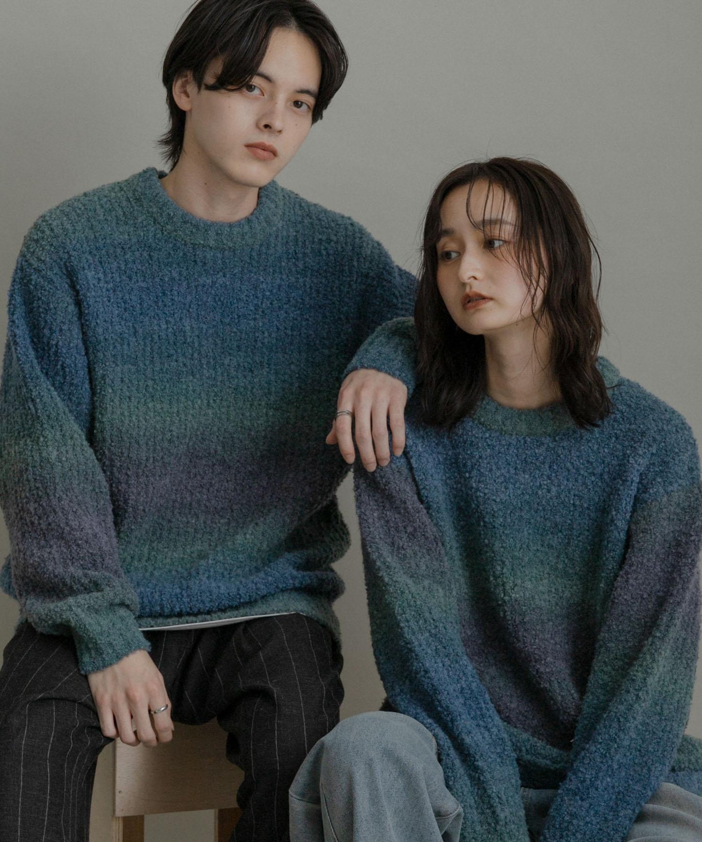 漸變色圈圈紗針織衫