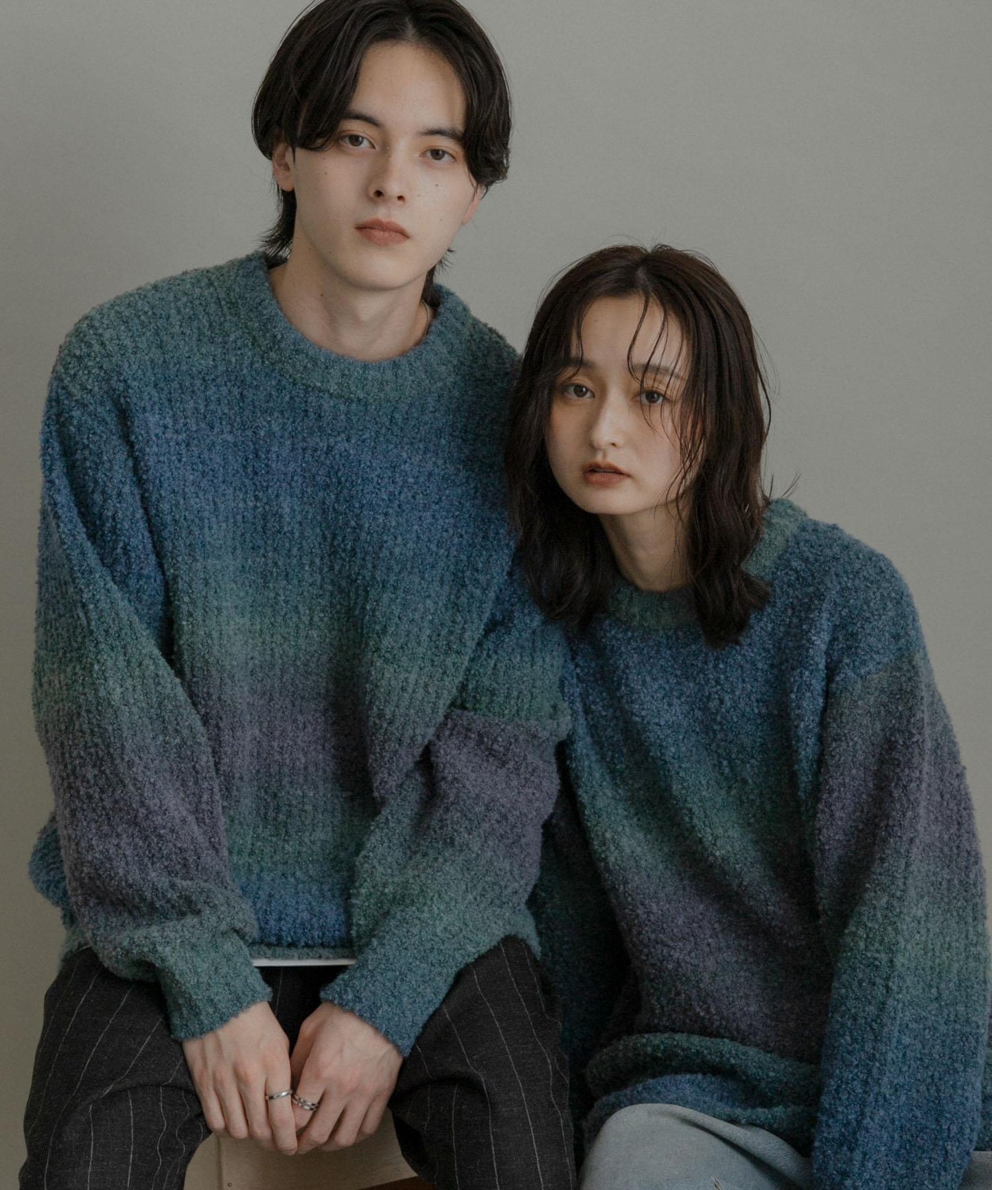 漸變色圈圈紗針織衫