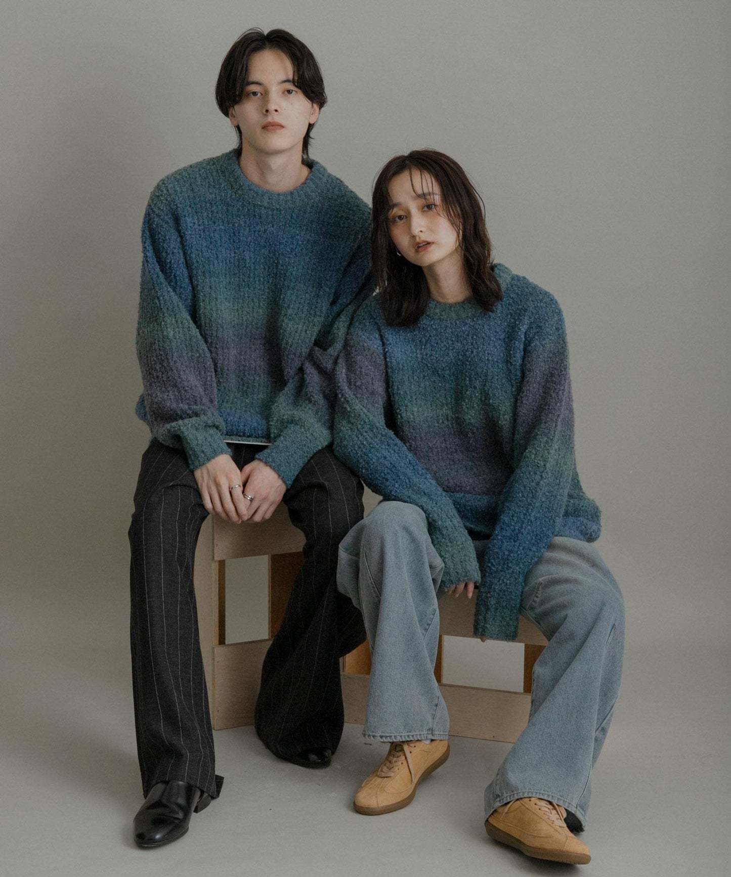 漸變色圈圈紗針織衫