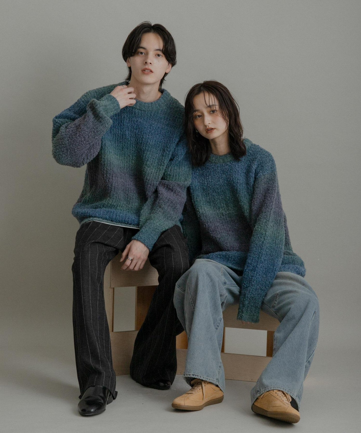 漸變色圈圈紗針織衫