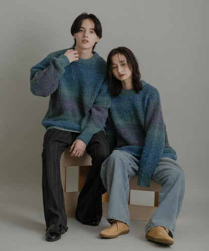 漸變色圈圈紗針織衫