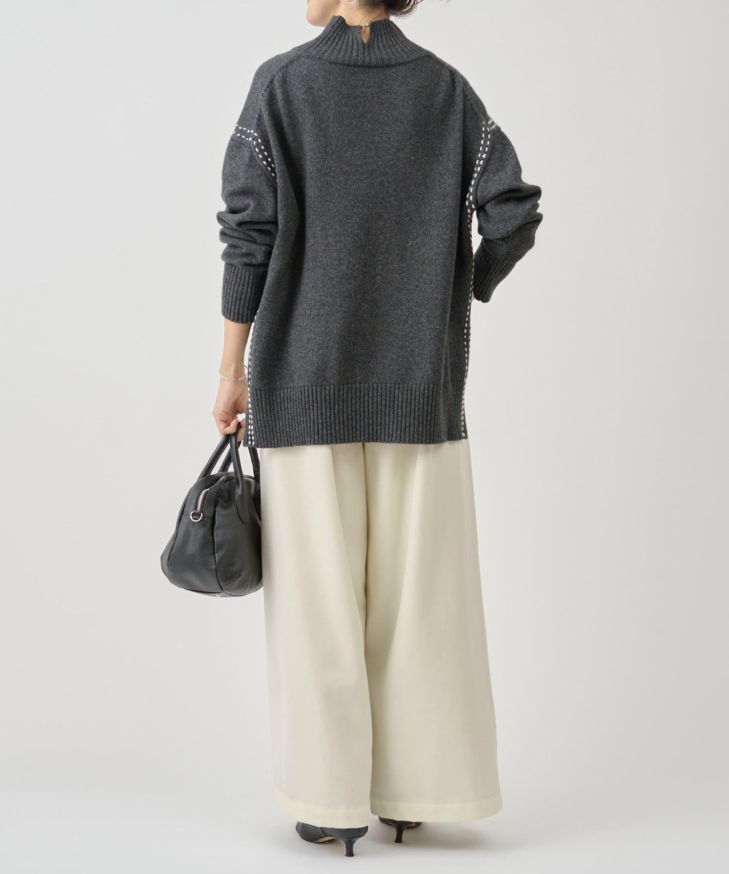 仿牛仔羊毛寬鬆長褲