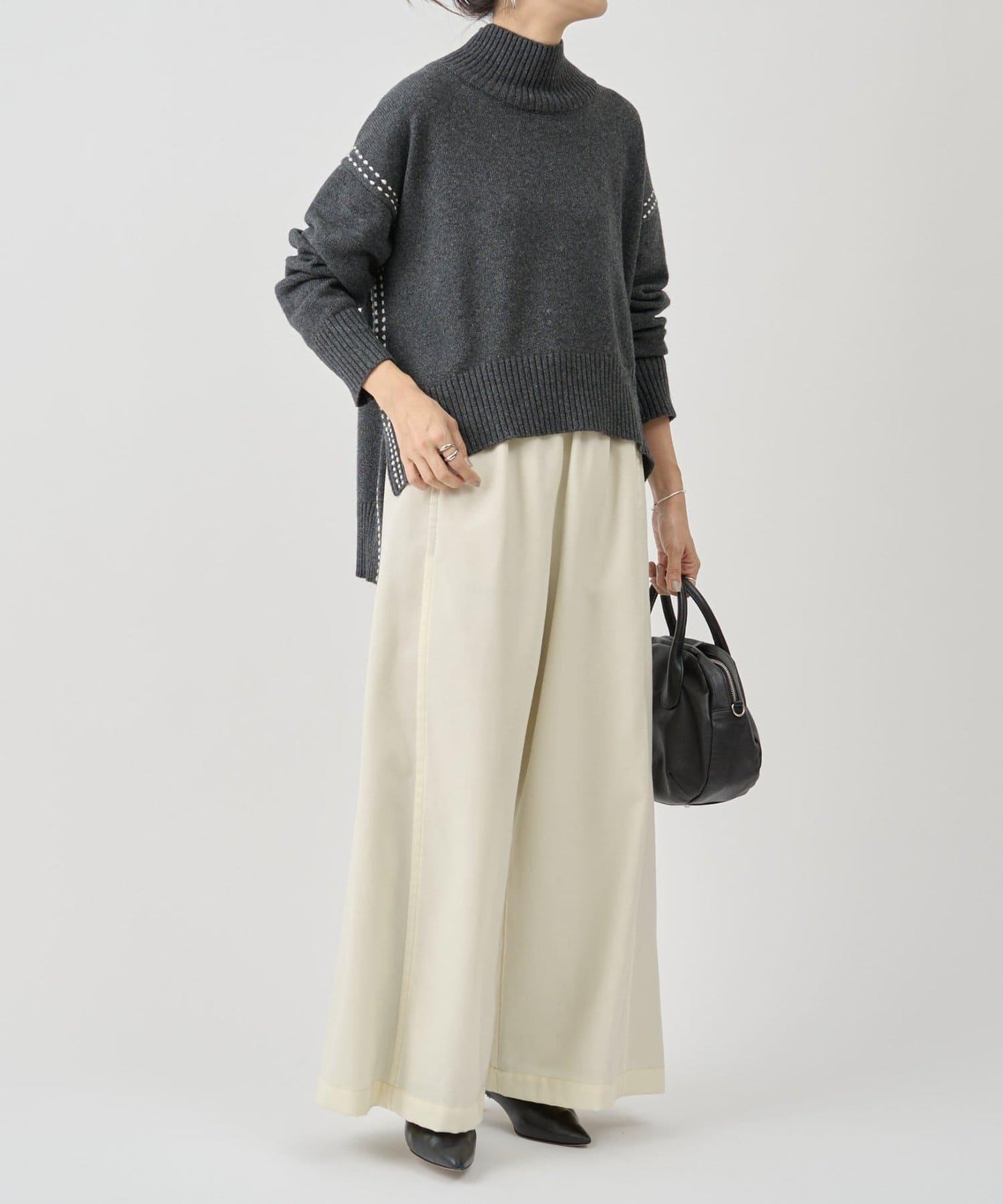 仿牛仔羊毛寬鬆長褲