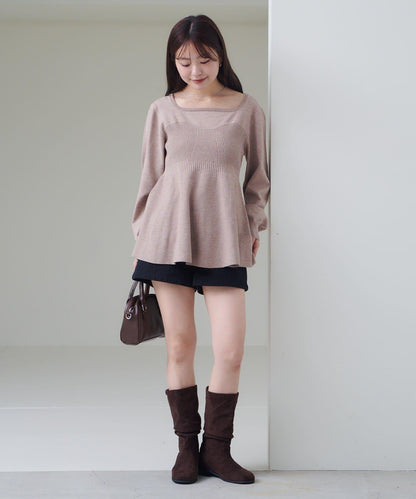 【Kastane】吊帶荷葉邊針織衫