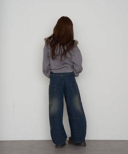 拼接設計牛仔褲