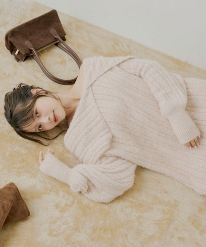 Chico 前後雙穿毛絨露肩迷你連衣裙