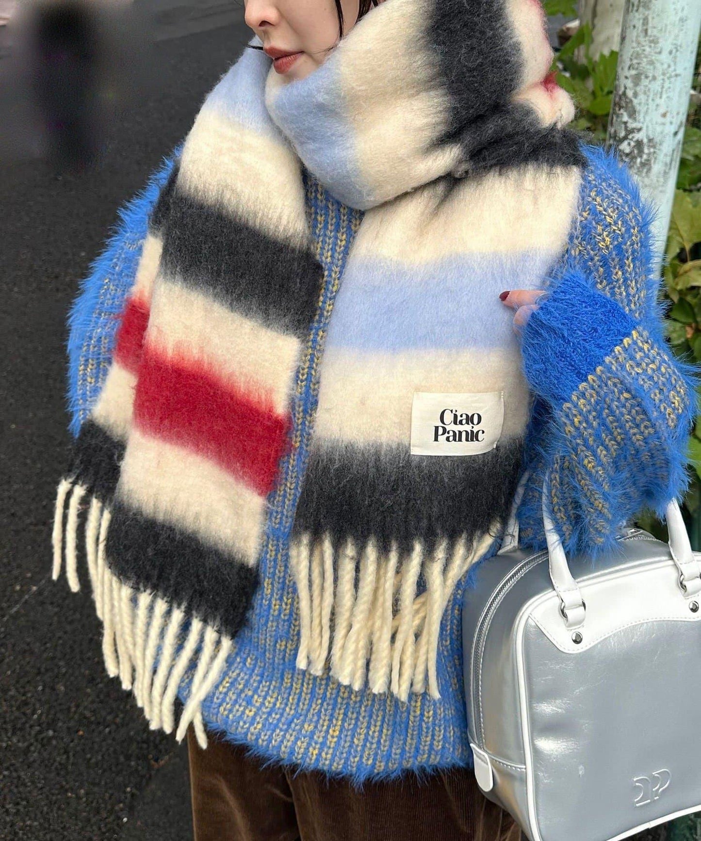 拼色流蘇加厚圍巾