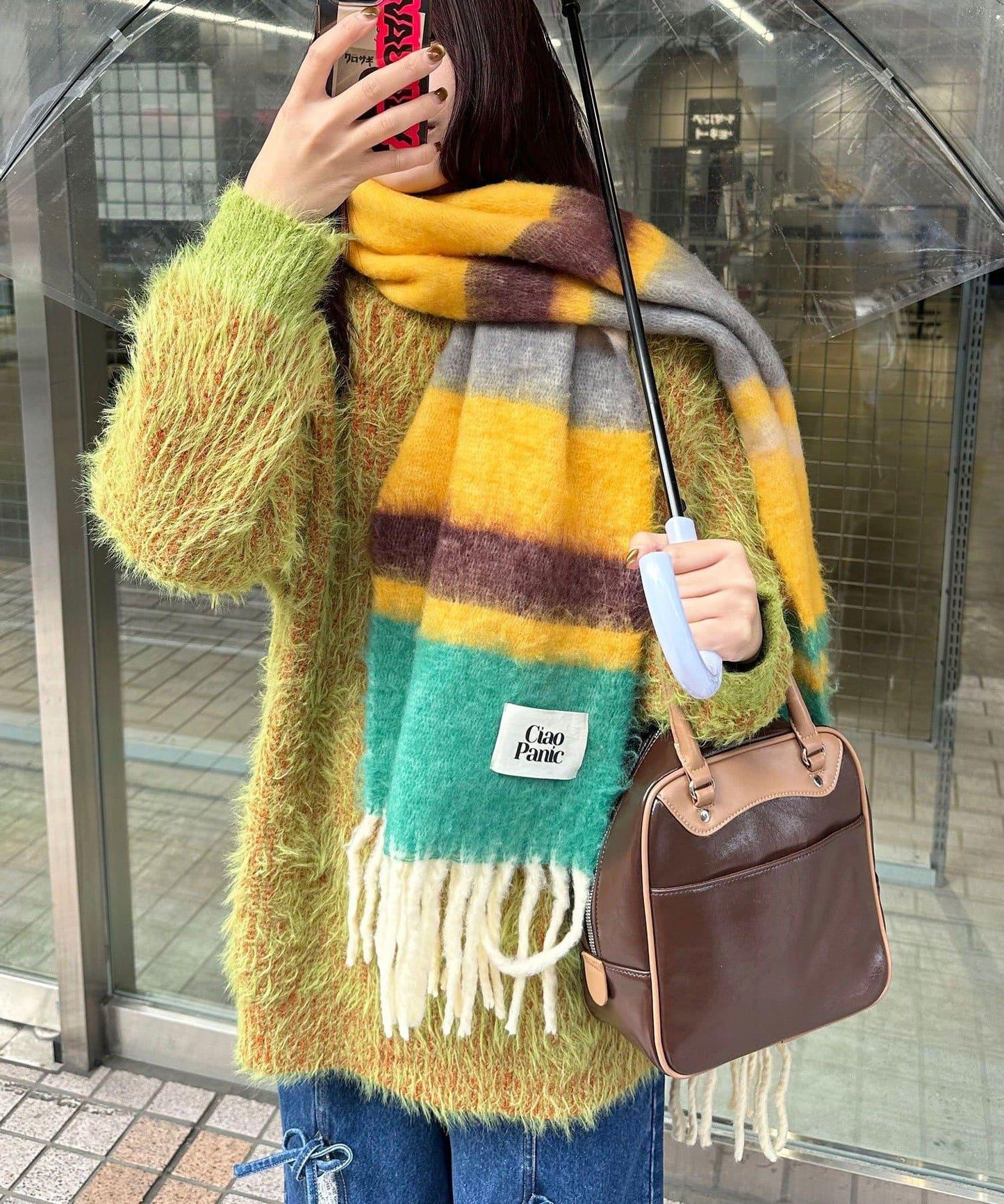 拼色流蘇加厚圍巾