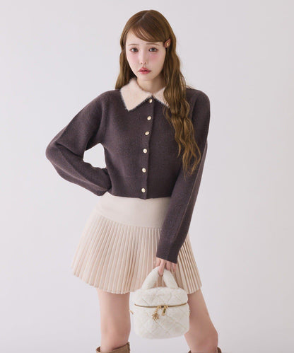 拼色毛邊領針織衫