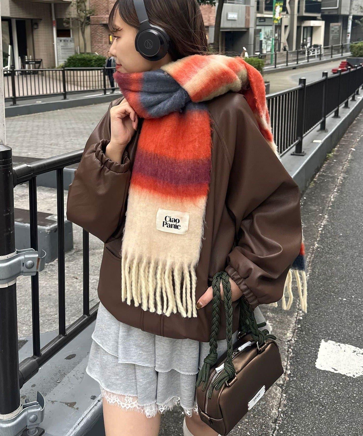 拼色流蘇加厚圍巾