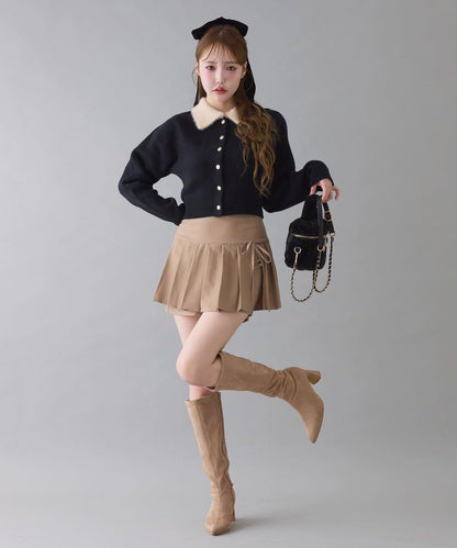 拼色毛邊領針織衫