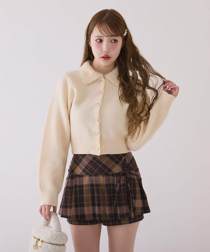 拼色毛邊領針織衫