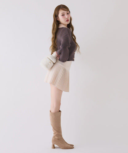 拼色毛邊領針織衫