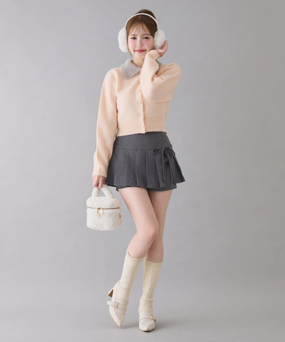 拼色毛邊領針織衫