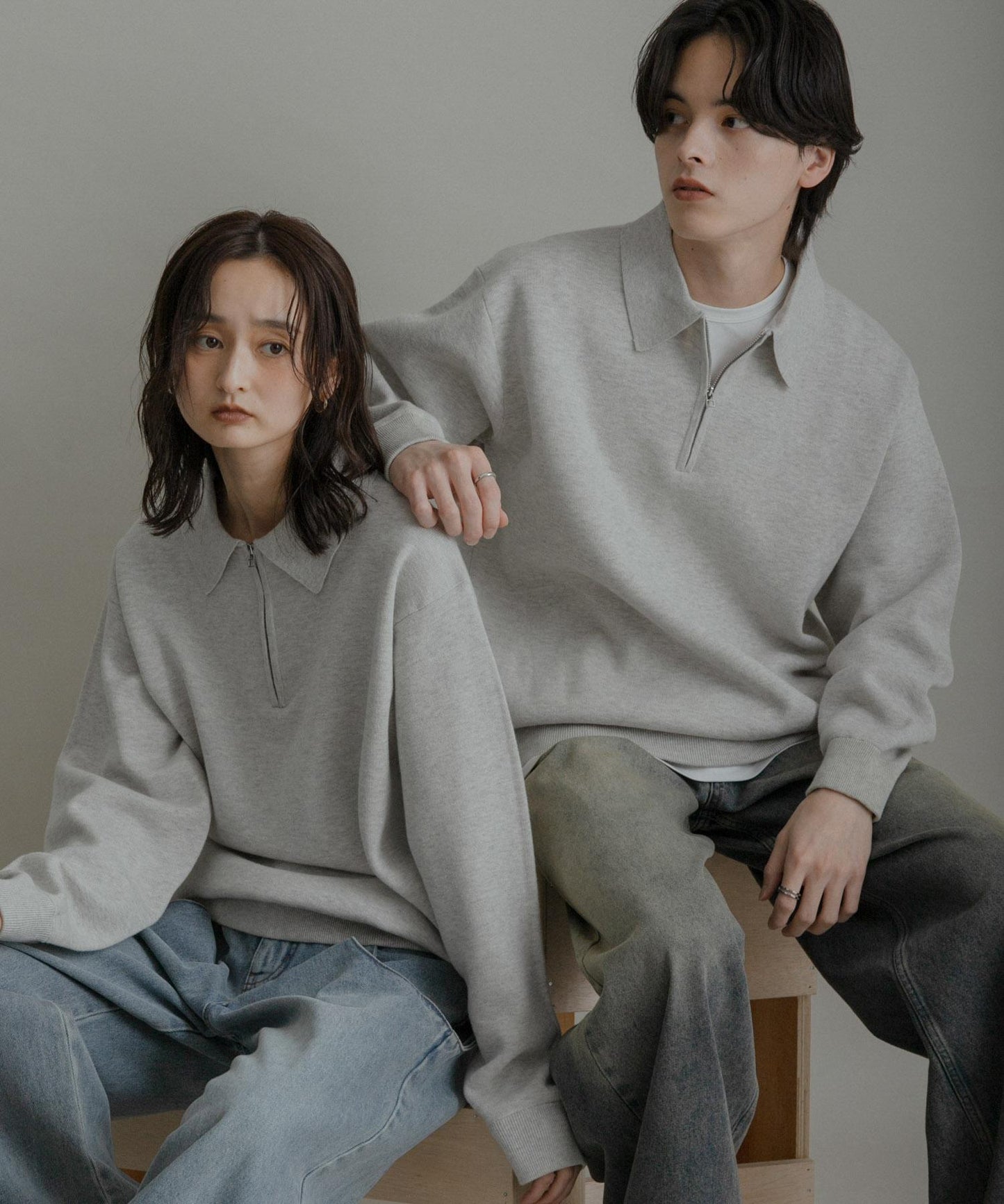 衛衣風半拉鍊針織衫