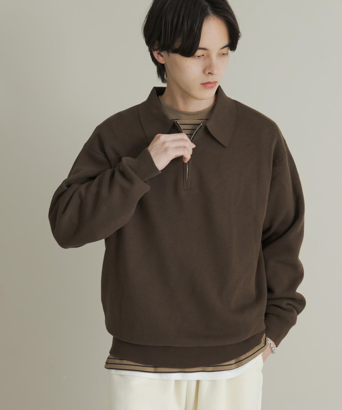 衛衣風半拉鍊針織衫