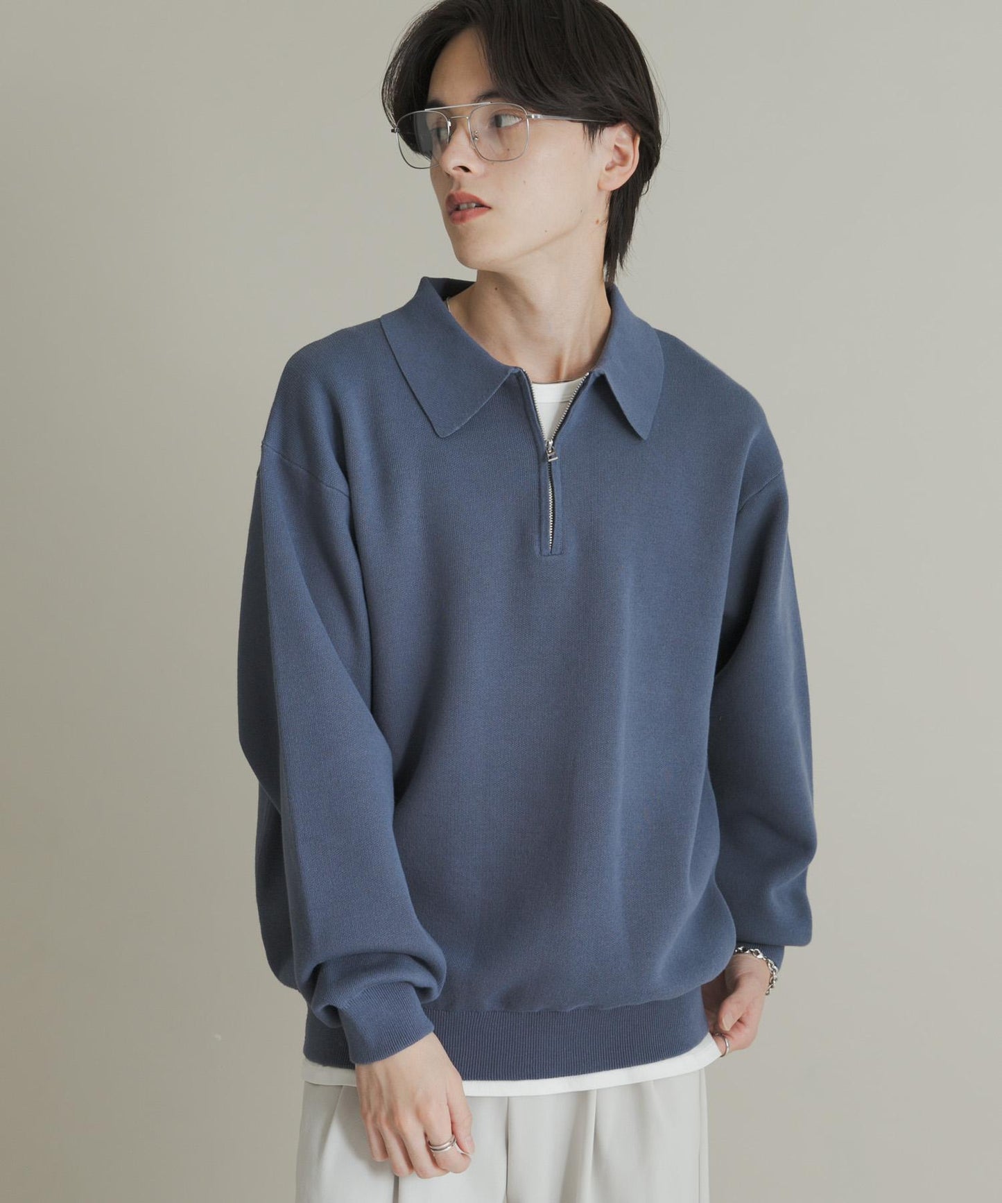 衛衣風半拉鍊針織衫