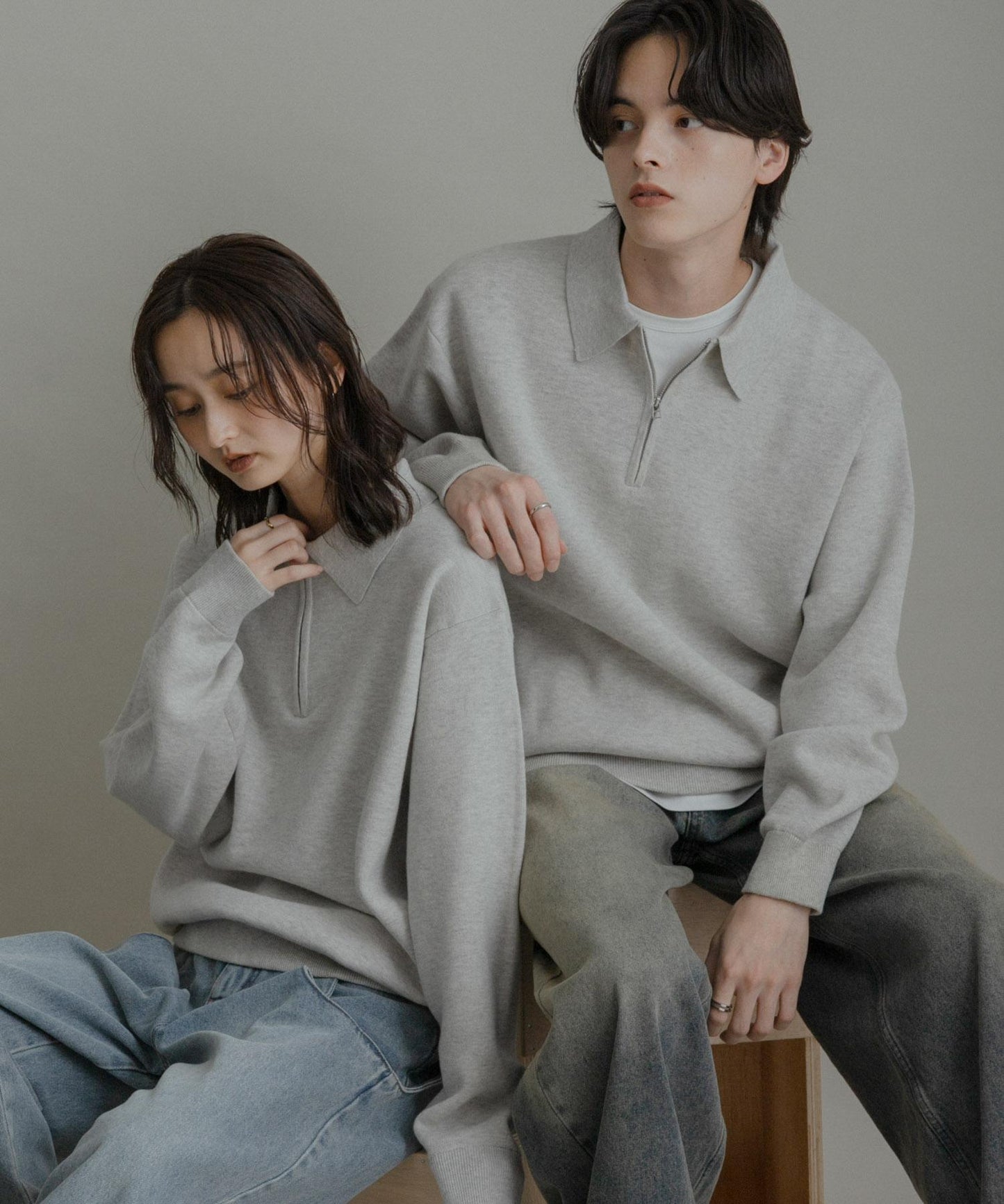 衛衣風半拉鍊針織衫