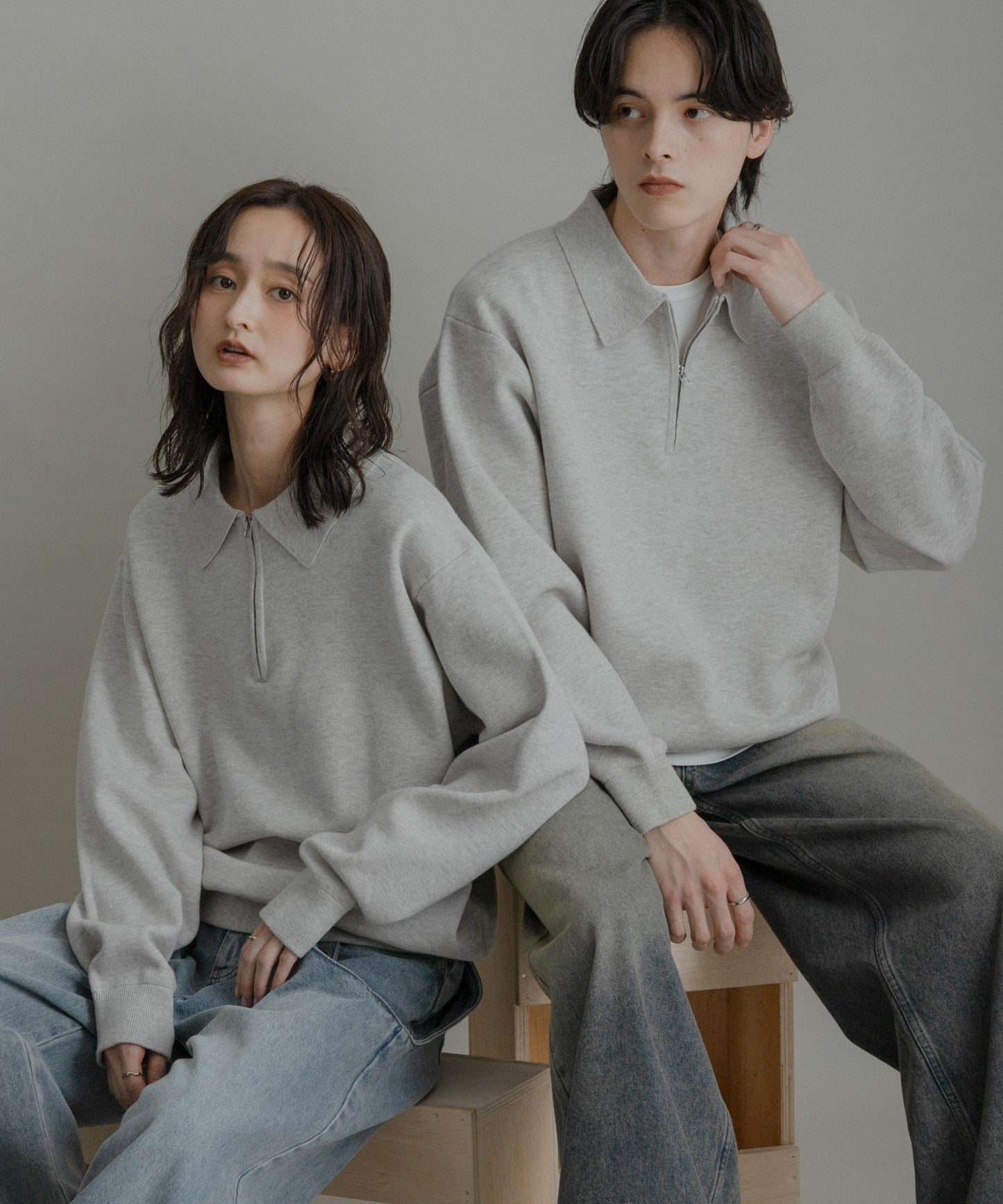 衛衣風半拉鍊針織衫