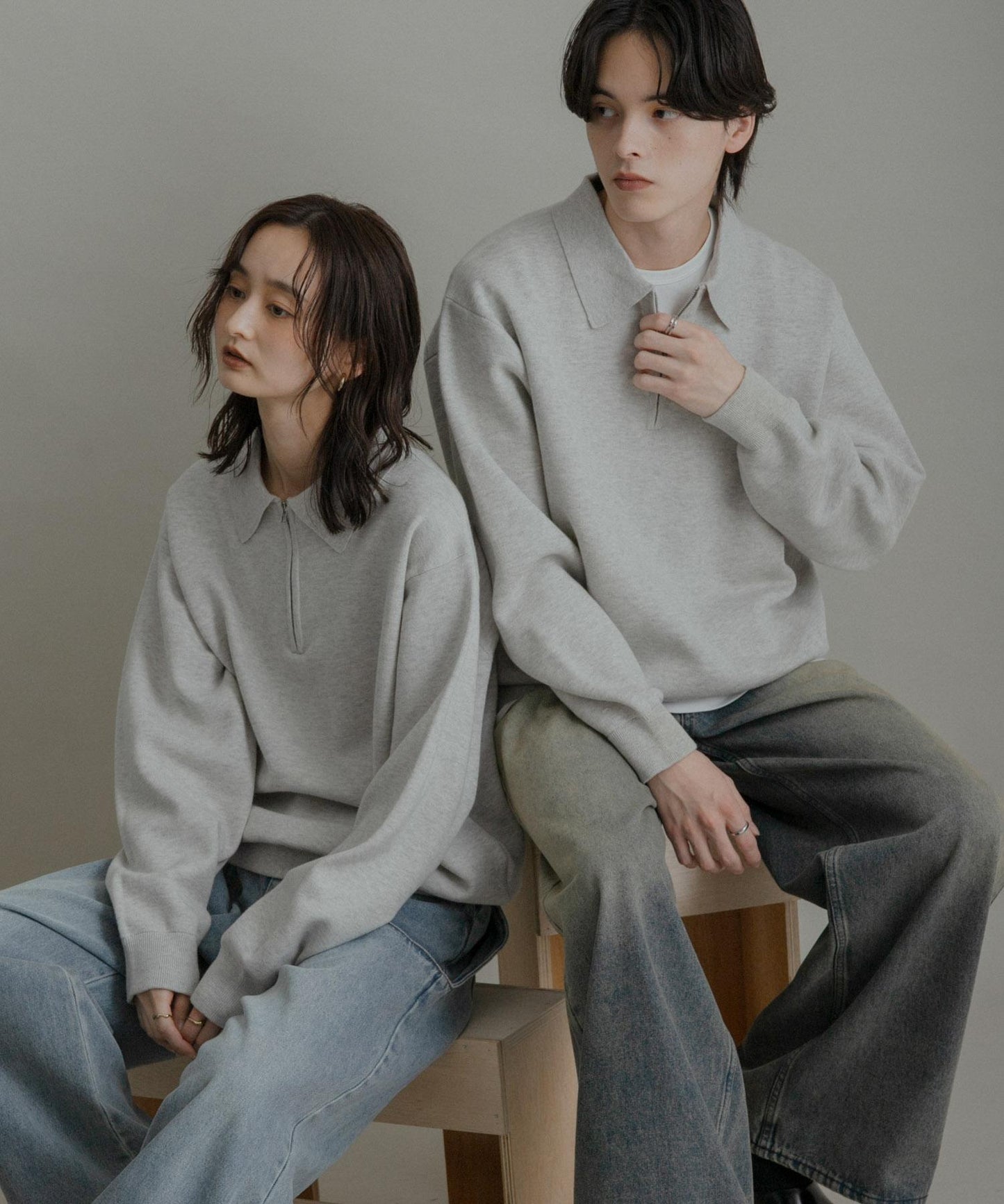 衛衣風半拉鍊針織衫