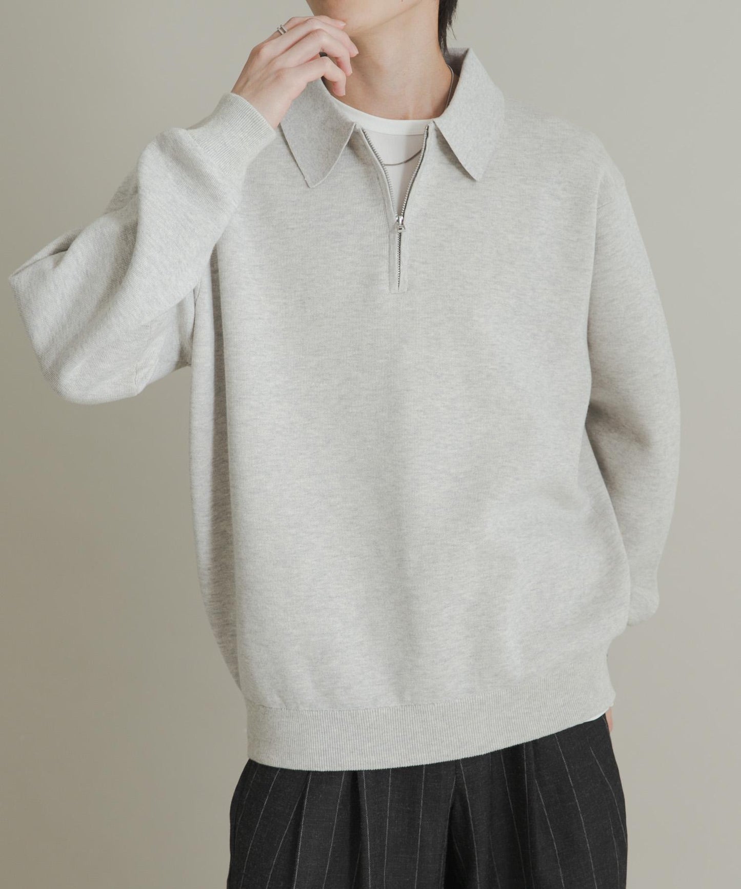 衛衣風半拉鍊針織衫