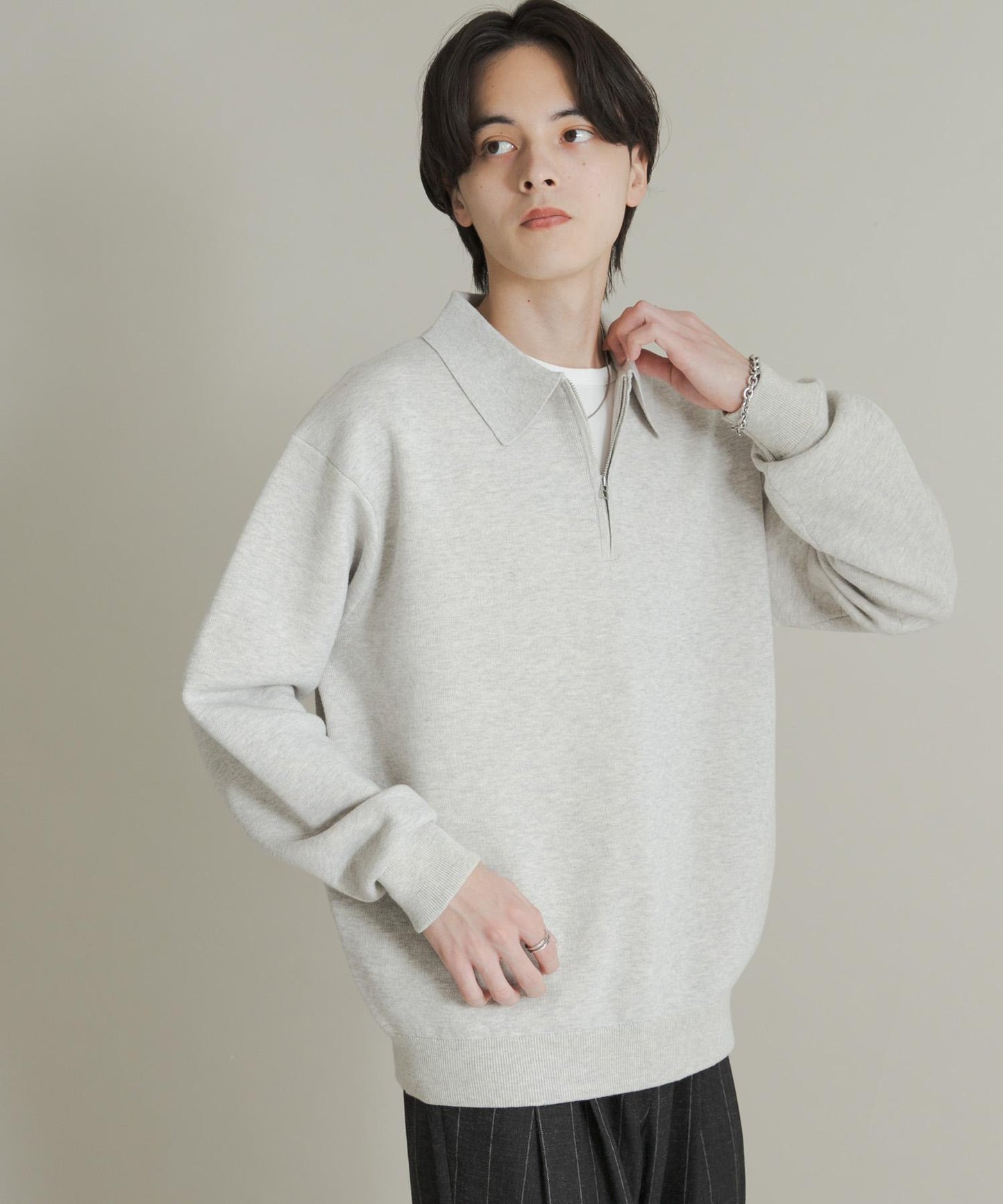 衛衣風半拉鍊針織衫